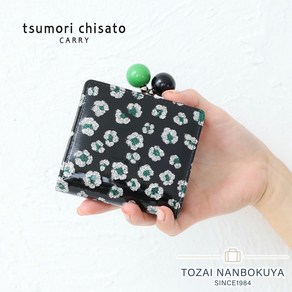 tsumori chisato CARRY グリッターフラワー がま口二つ折り財布
