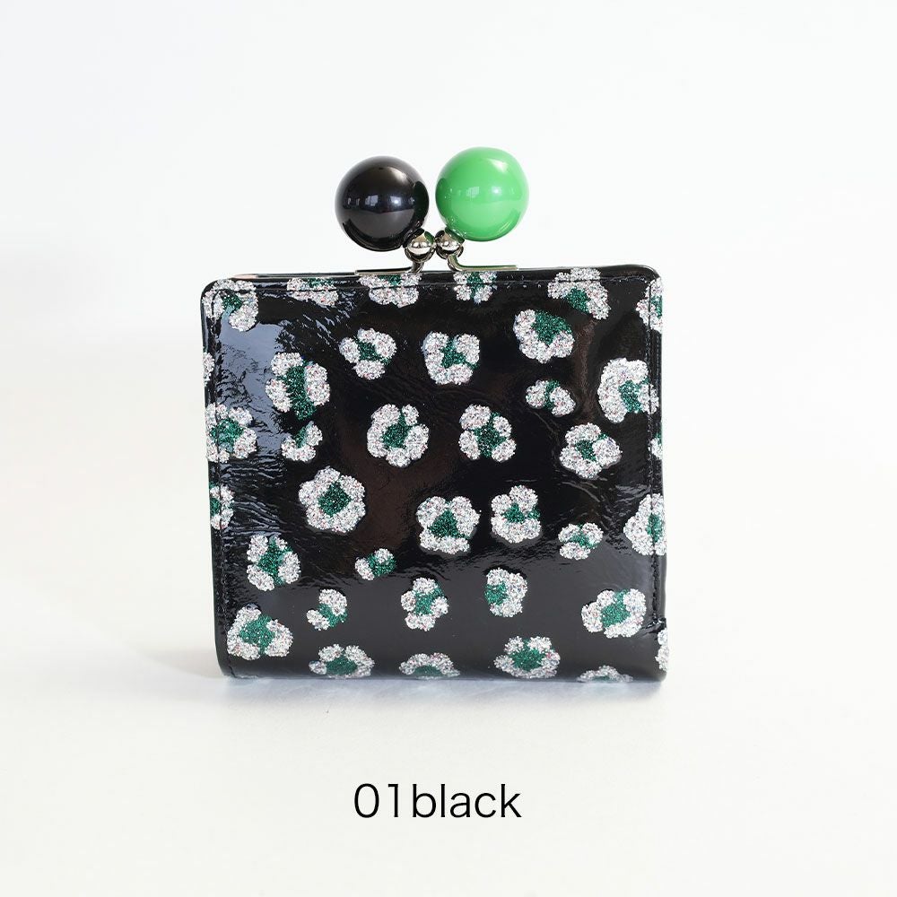 tsumori chisato CARRY グリッターフラワー がま口二つ折り財布