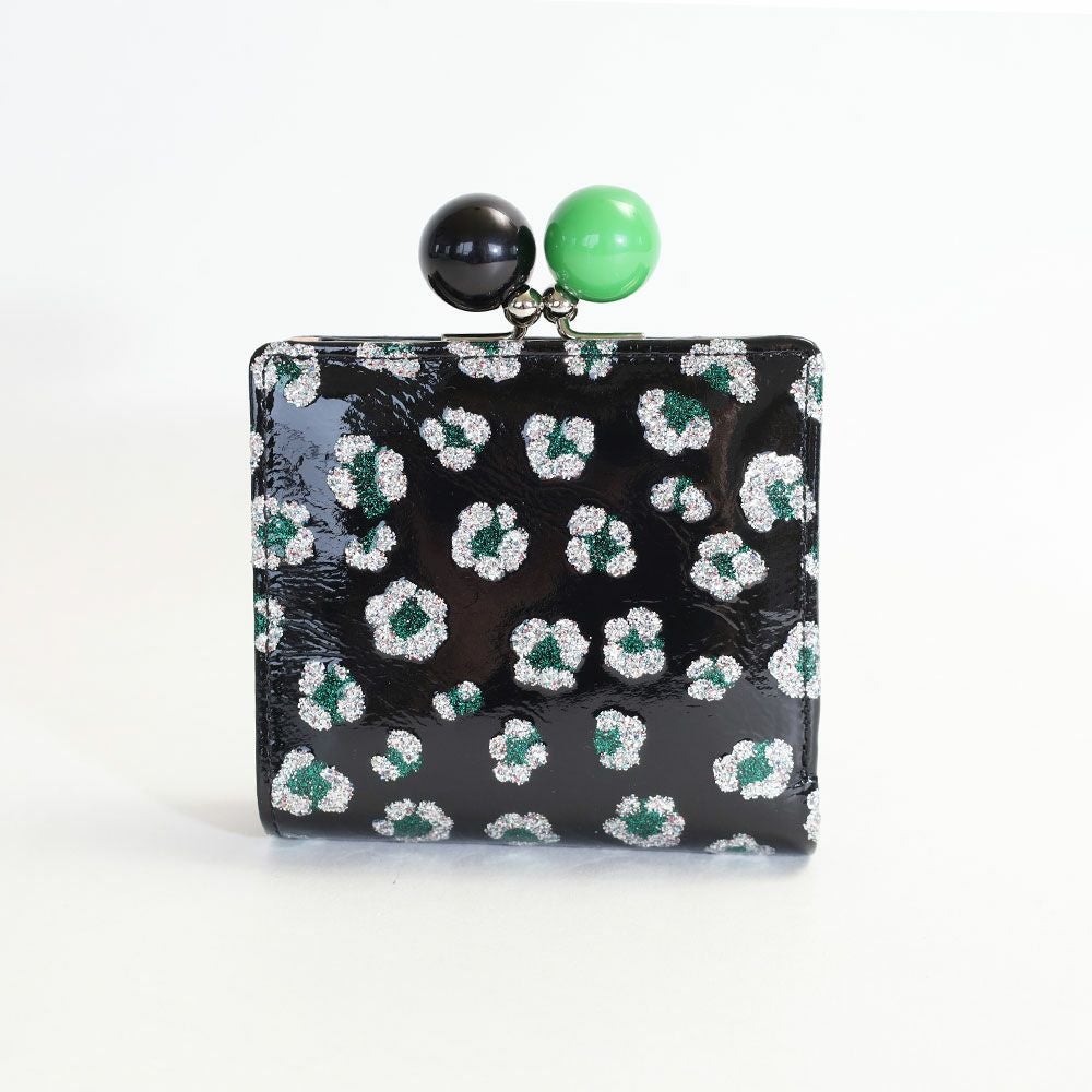tsumori chisato CARRY グリッターフラワー がま口二つ折り財布