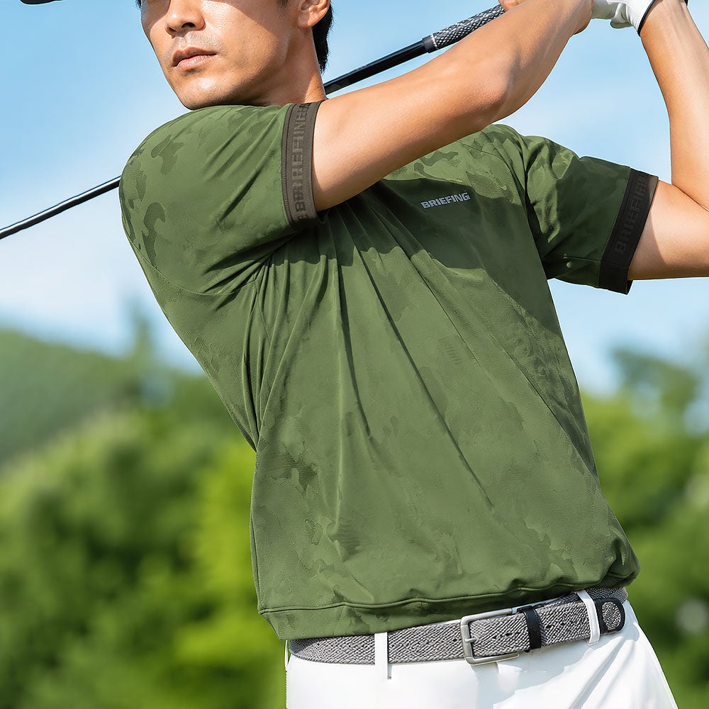 BRIEFING GOLF メンズ カモ柄ジャガードトップス リラックスフィット