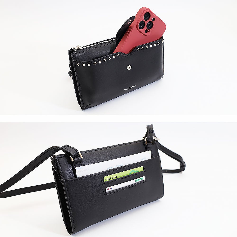 VIOLAdORO MILOスタッズ付き 横型 スマートフォンポシェット | TOZAI